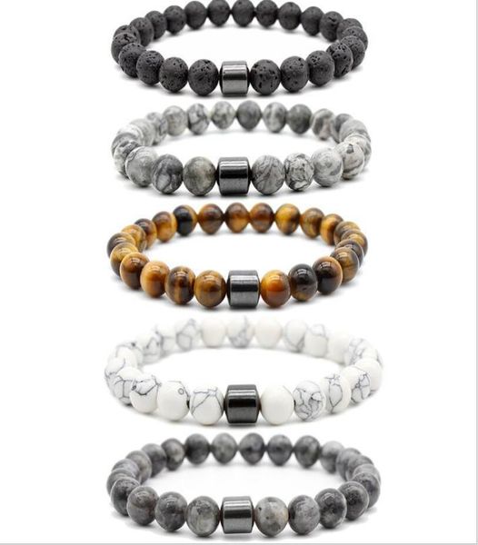 

jewelry strands bracelets beaded 8mm natural stones lava stone turquoise tiger eye beads hematite bracelet diy glamour bracelet f2274941, Black