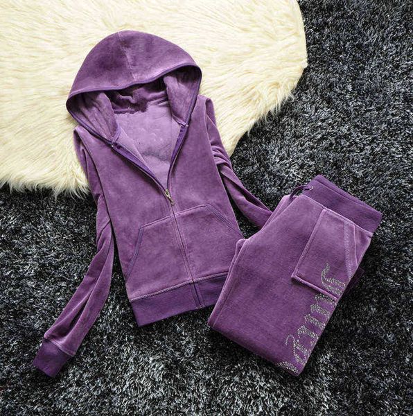 

juicy women's tracksuit summer brand sewing suit velvet tracksuits velour women track hoodies and pants met fashion36ess, Gray