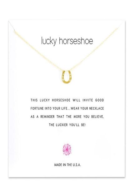 

with card silver and gold color cute dogeared necklaces with u pendant lucky horseshoe necklace blessing card necklace7058719