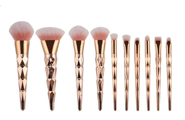 

10pcsset makeup brush set professional blush powder eyebrow eyeshadow lip nose rose gold blending make up brush cosmetic tools9516536