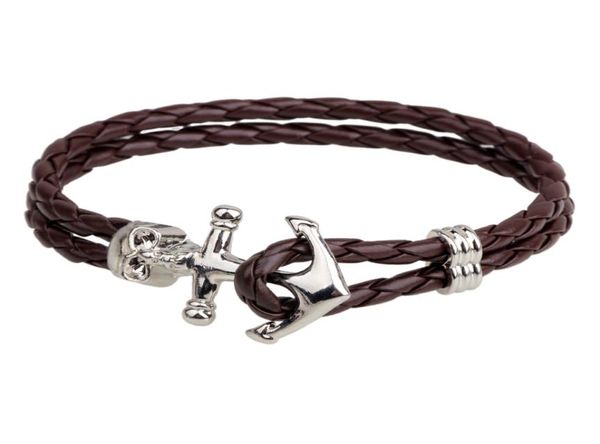 

europe and the united states jewelry original design retro jewelry navy wind skull bracelet anchor bracelet leather woven bracelet1584594, Golden;silver