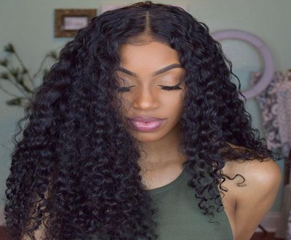 

kinky curly silk lace front human hair wigs virgin peruvian glueless full lace wig human hair color 1b for black women9314526, Black;brown