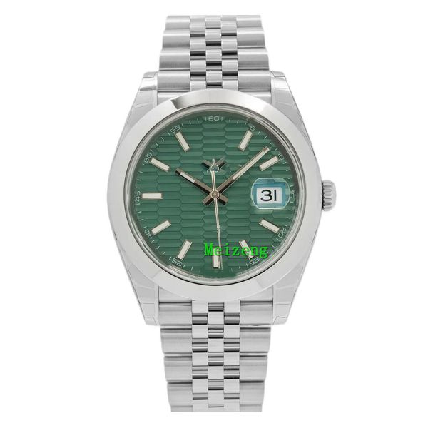 

luxury wristwatch brand new men's automatic watches datejust 126300 41mm mint green motif dial watch, Slivery;golden