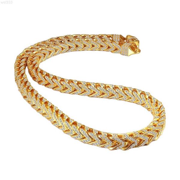 

18k gold plated hip hop micro pave cz stone franco chain necklace for men, Silver