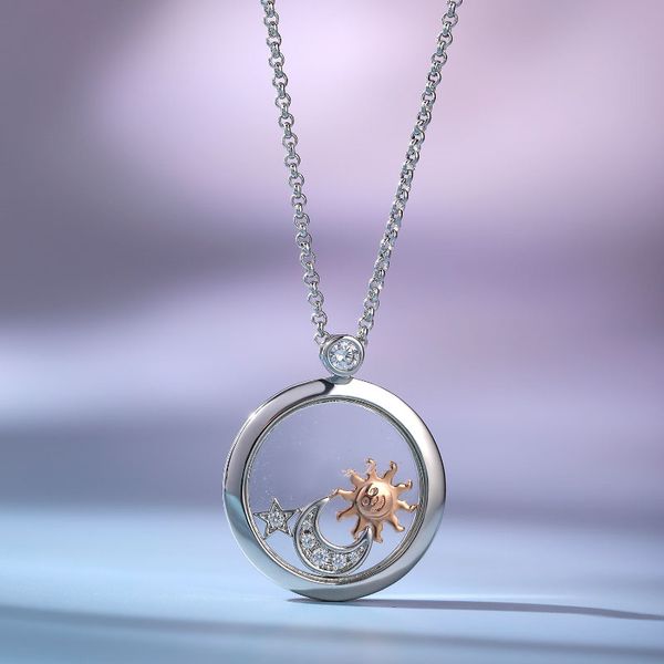 

star moon rhinestone pendant necklace for women trendy jewelry, Silver