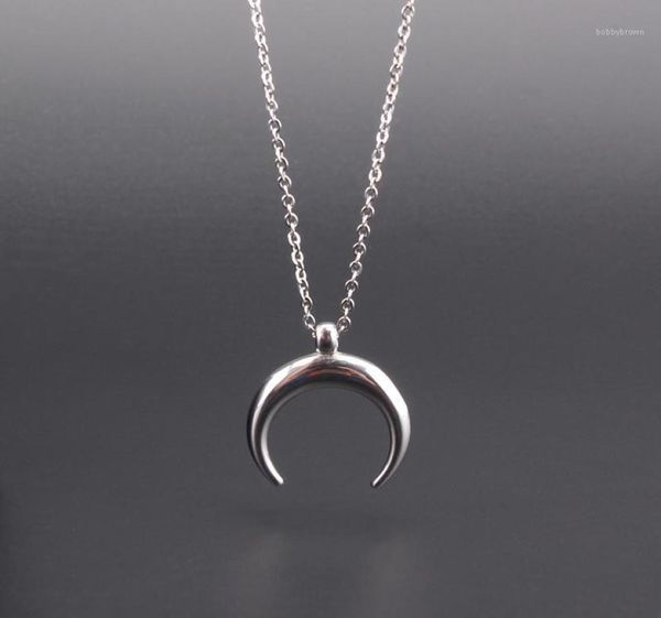 

ox horn necklace stainless steel half moon charm pendant women fashion jewelry gift female mujer colar 2021 new19427325, Silver