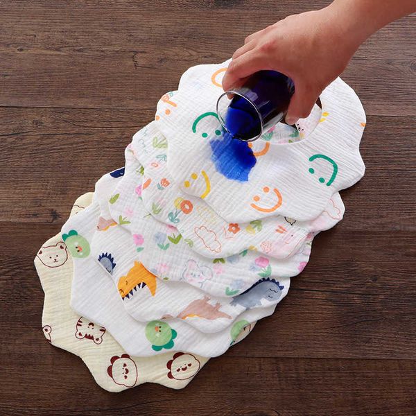 

bibs cloths baby feeding 5-layer cotton petal print crepe saliva towel newborn soft burp fabric baby bib g220605