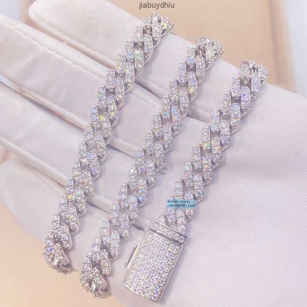 

wholesale price 8mm width one row 925 sterling silver vvs moissanite diamond cuban link chain necklace