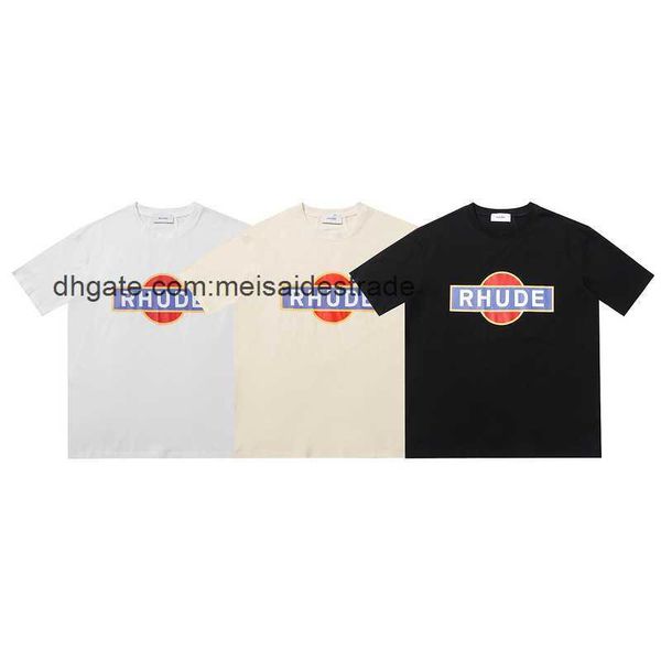 

designer t shirt high street rhudes simple letter printing couple loose round neck large loose short sleeve t-shirt, White;black