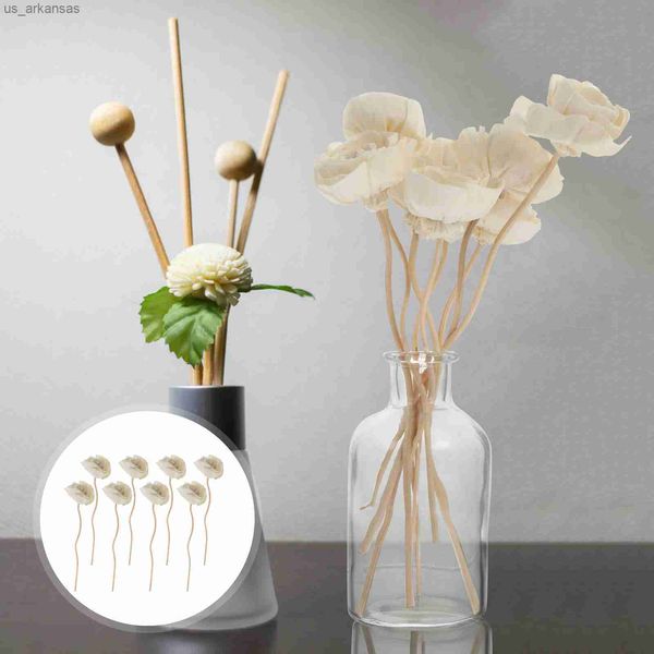 

8 pcs tong grass flower white artificial roses aroma diffuser rattans sticks perfume essential oil vines bride reed l230523