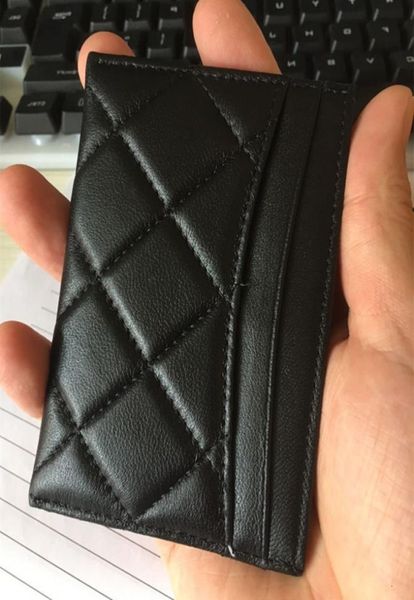 

excellent quality black card holders men women lambskin card holder gold silver hardware leather mini lattice credit card holder 3113228