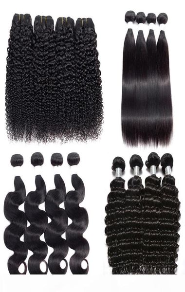 

8a brazilian virgin hair bundles body wave straight deep wave water wave kinky curly human hair extensions peruvian malaysian hair1798722, Black