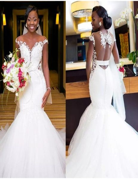 

2021 new africa mermaid gowns off the shoulder apply sweeping train rentals modest plus size wedding dress o0ae5378640, White