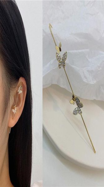 

1pc new ear wrap crawler hook earrings for women bohemian crystal zircon stud earrings female engagement jewelry gifts whole1738032, Golden;silver