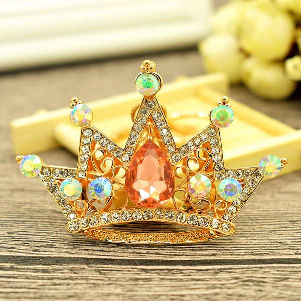 

keychains korean keychain creative crystal inlaid crown shape car ladies bag accessories metal pendant gift keychains, Slivery;golden
