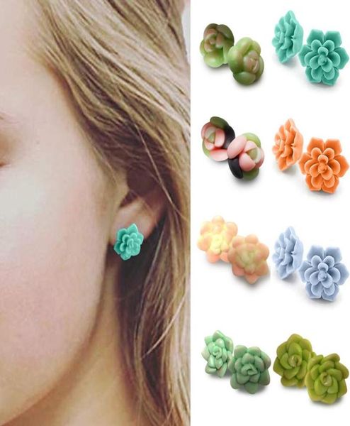 

stud fashion casual cute colorful succulent plants earrings plastic posts for plant lovers just one 217028323729, Golden;silver