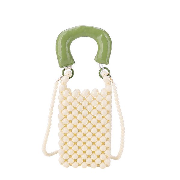 

mini beaded phone bags acrylic lipstick key earphone storage bag mobile phone bags pearl bag