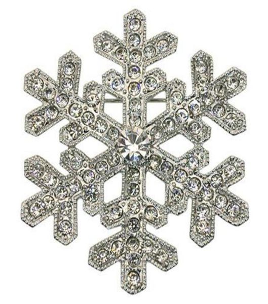 

2 inch rhinestone crystal diamante snowflake brooch silver tone 1699734, Gray