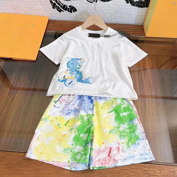 

designer Kids Sets T-shirt And Pant Children Cotton Double Vv Boys Girls Summer Suit Sport 2-9 Years Designer T-Shirt Pants Set Brand 2Piece Clothing, Blue