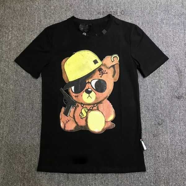 

phillip plain designer pp skull diamond t shirt short sleeve dollar brown bear brand tee o-neck skulls tshirt tees 1 ldmq, White;black