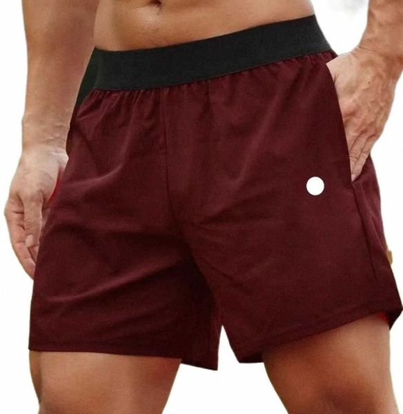 

men yoga sports shorts outdoor fitness quick dry lululemens solids color casual running tide brand quarter pant lulus, White;black
