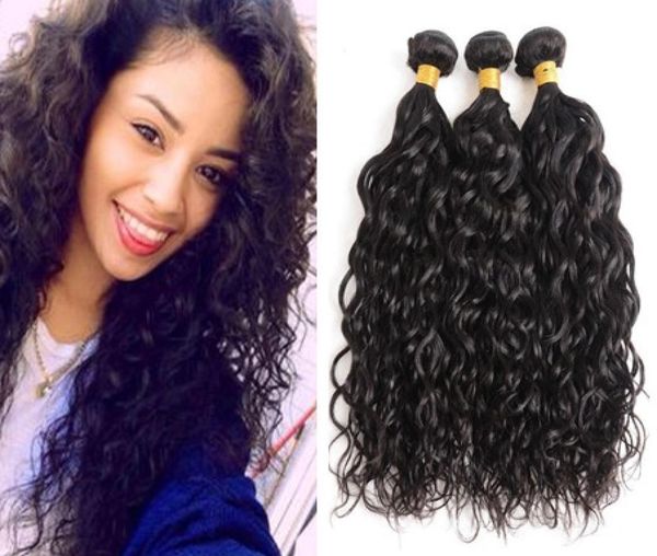 

water wave bundles brazilian virgin human hair extensions remy bundles unprocessed whole9685935, Black