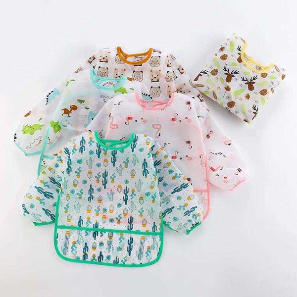 

bibs burp cloths baby cute children's waterproof long sleeved art smoking feeding bib apron suitable for 0-6 years g220605