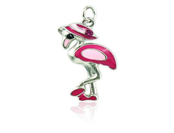

jinglang fashion flamingo charms dangle rose enamel rhinestone animals pendants diy charms for jewelry making accessories2396615, Bronze;silver