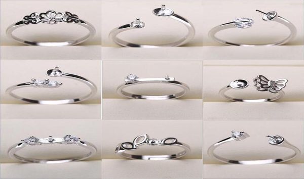 

pearl ring settings 925 sliver rings for women 20 styles mix diy rings adjustable size jewelry settings christmas gift statement j4189057, Slivery;crystal