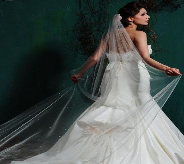 

2019 pearls long bridal veils 1 layer tulle wedding veils bridal accessories in stock new2362269, Black