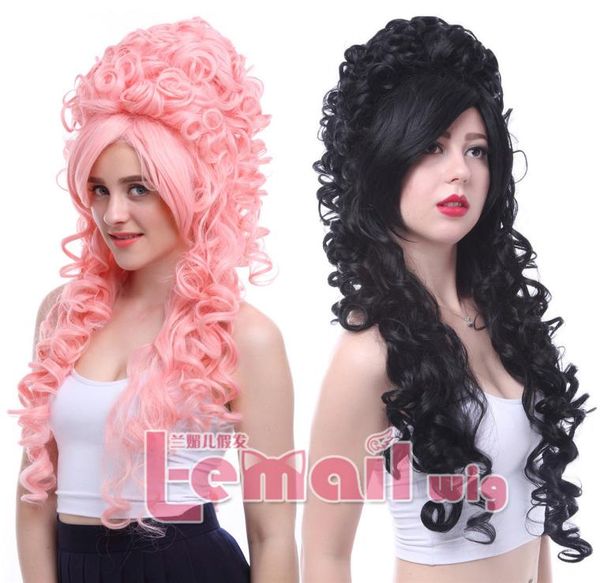 

new fashion picture wig women marie antoinette rococo french revolution baroque long curly cosplay wig7165610, Black