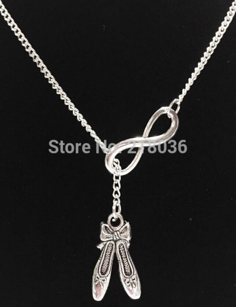 

vintage silver infinity ballet shoes charms statement choker sweaters chain pendantnecklaces woman fashion jewelry 10pcs l8011085454