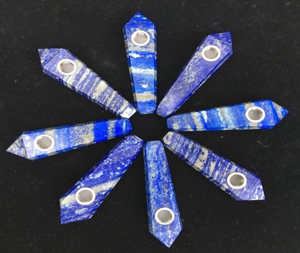 

whole natural crystal smoking pipes crystal pipe wand natural lapis lazuli point gem quartz crystal wand hand carved smoking p3374934, Black