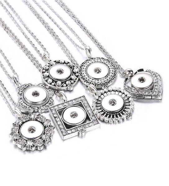 

new snap button necklace jewelry rhinestone crystal metal pendant for women fit diy 20mm 18mm snap buttons bbyozi2601471, Silver