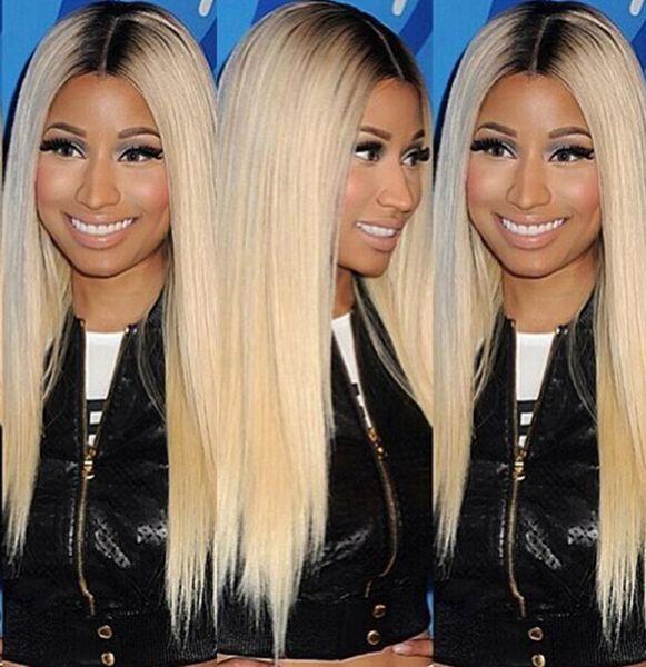 

glueless full lace ombre blonde wigs 1b613 light blonde virgin brazilian human hair silky straight blonde lace front wig7989472, Black;brown