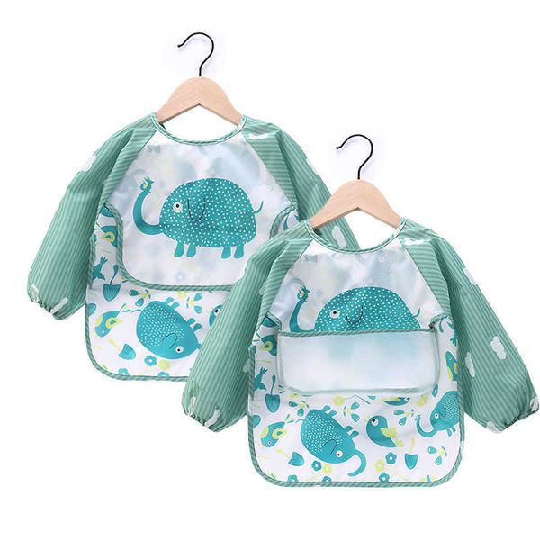 

bibs cloths baby boys and girls cartoon pattern burp clothes long sleeve waterproof feeding apron art graffiti smoke g220605