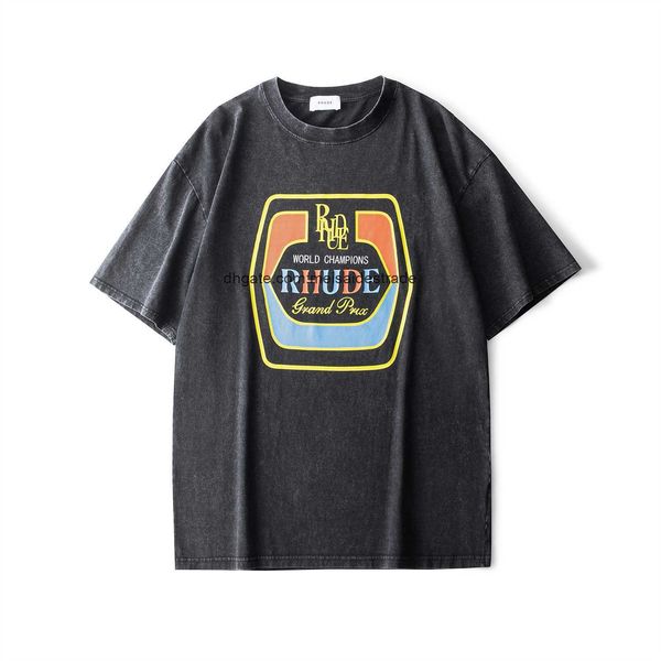 

designer t shirt trendy brand rhudes high street american vintage old made pure cotton couple vtg short sleeve t-shirt fashion, White;black