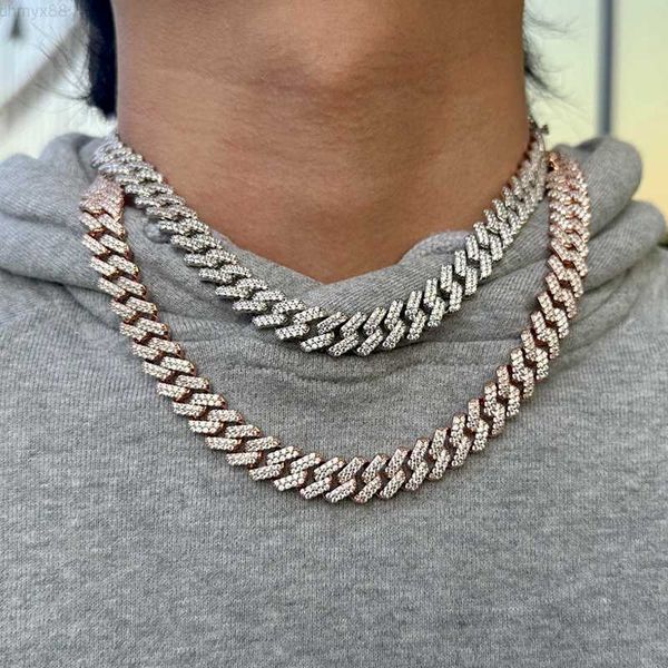

iced out cuban chain necklace hip hop jewelry moissanite 925 sterling silver