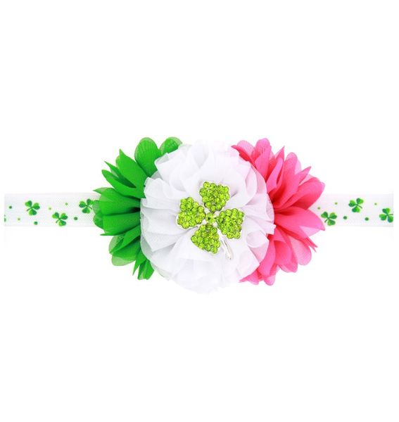 

baby headbands infant st patrick039s day rhinestone flower headband children shabby hair accessories chiffon hairbands for todd4519317, Slivery;white