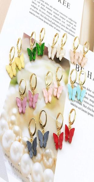 

designer earrings women's gold acrylic hoop earrings sweet color small butterfly earring dainty huggie brincos lage hoops jewelry 20205, Golden