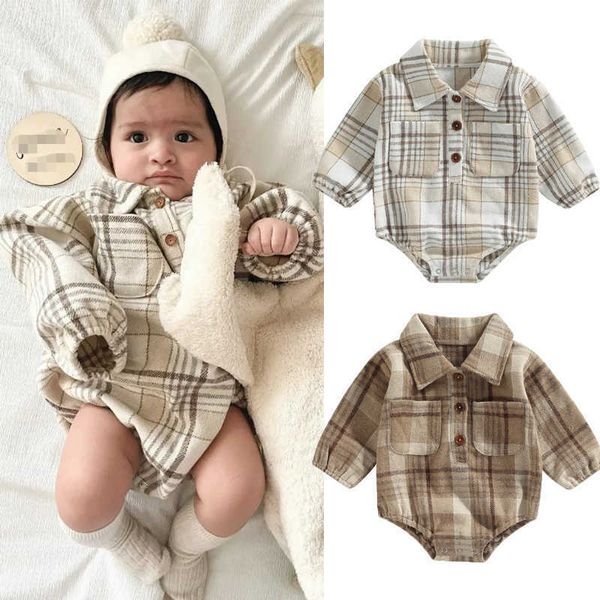 

jumpsuits baby autumn long sleeved plain lapel jumpsuit baby cotton soft clothing set g220606, Blue