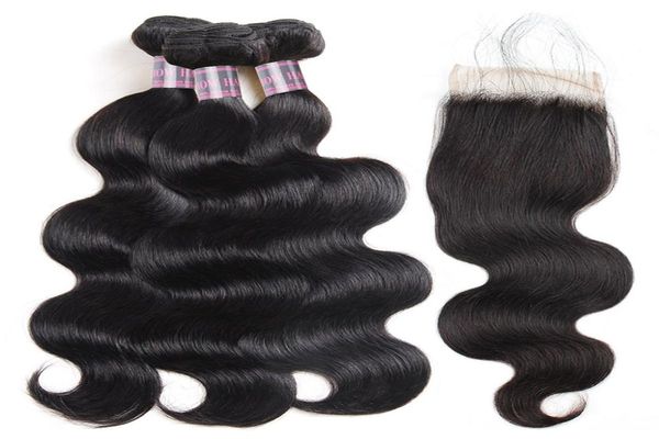 

ishow good brazilian indian malaysian virgin hair body weave 3pcs with lace closure unprocessed pure hair extension9538757, Black