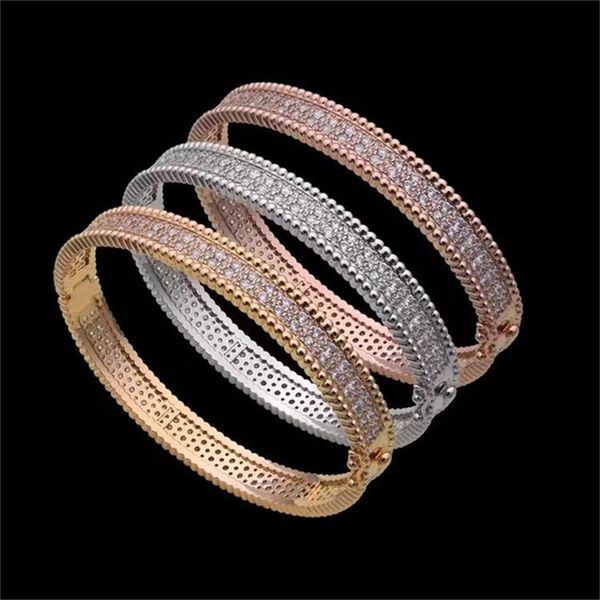 

women designer bracelets lucky clover custom copper silver jewelry luxury bracelets woman wedding fashion elegant charm bangles diamond gold, Black