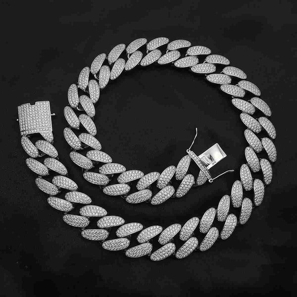 

ice jewelry 18mm hip hop full iced out cuban link chain cz miami cuban link necklace for men and women jewelry, Silver