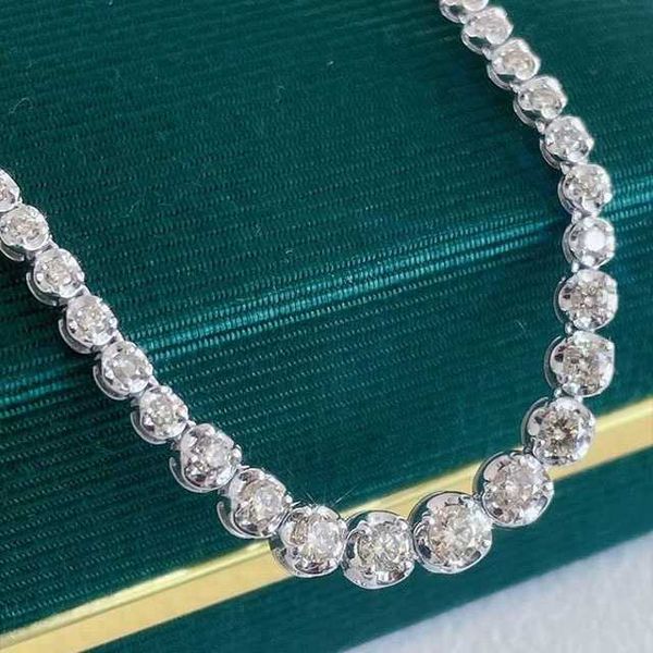 

2023 xinfly 18k gold 3 carats natural diamonds 16.5 inch choker tennis chain necklace, Silver