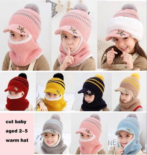 

children039s knitted hats party favor mask earmuff scarf integrated knitting hat autumn winter plush thickened yarn cap de9361636962, Blue;gray