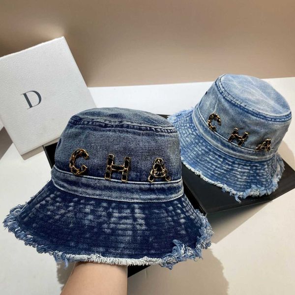

fashionable summer designer luxury cha letter washed cowboy fisherman hat fashion tassel large eave casual basin spring/summer travel sunsha, Blue;gray