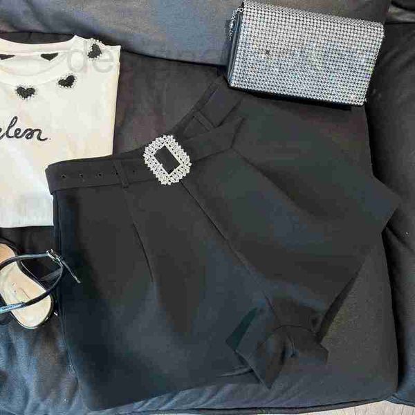 

women's two piece pants designer summer embroidery small love beaded round neck short sleeve t-shirt loose and slim rhinestone buckle b, White
