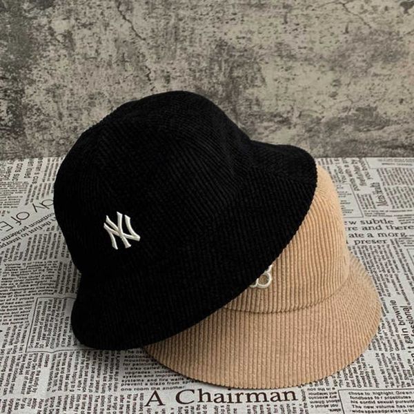 

Fashionable summer designer luxury Korean version of corduroy fisherman hat with small label B letter for men and women's thickened basin outdoor warmth winter, Apricot