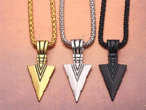 

men039s design matte black long necklace with arrow pendant jewelry chain hip hop punk rock christmas halloween gift for men wo8790028, Silver